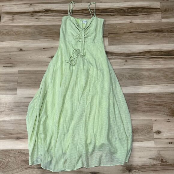 Wayf Green Gingham Plaid Midi Dress Women’s Small - Picture 1 of 4